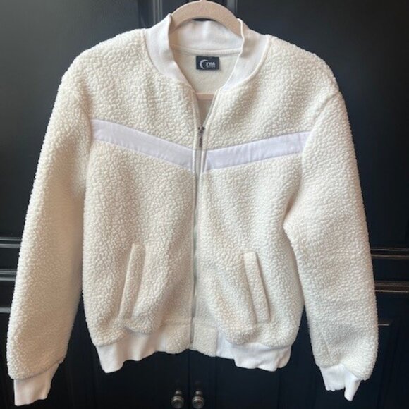 Zyia Active Flying V Sherpa Fleece Jacket - Ivory -  Size Small - Picture 1 of 3